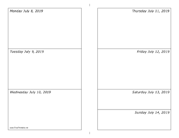 07/08/2019 Weekly Calendar-landscape Calendar