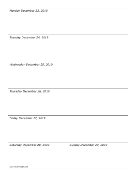 12/23/2019 Weekly Calendar-portrait Calendar